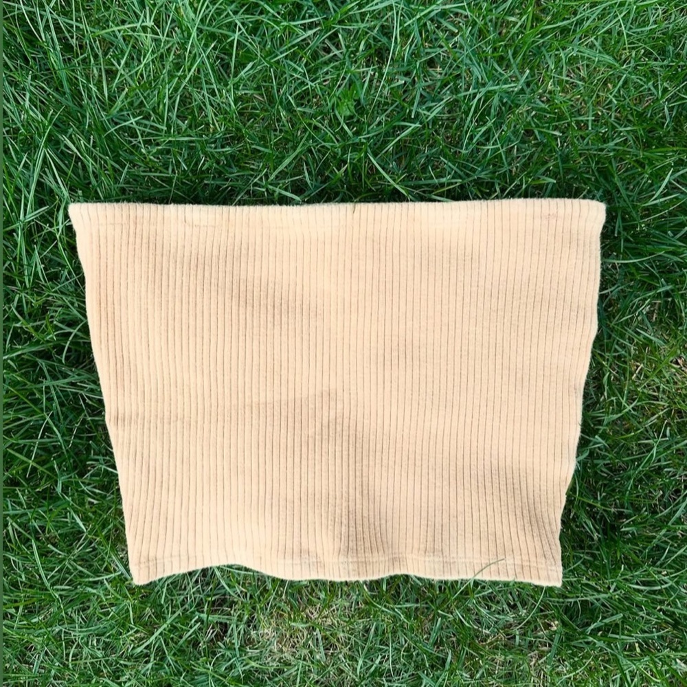Urban Outfitters Beige/Tan Ribbed Cropped Tube Top Tank Top
